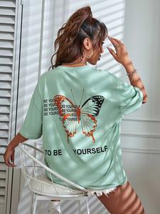 Venta al por mayor 100% algodón transpirable camisetas para mujeres OEM moda alta calidad hecho en fábrica último diseño verano estampado patrón - Product Image 2