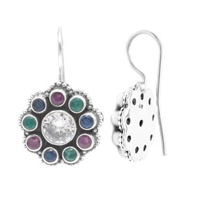 925สเตอริ่งเงินธรรมชาติหลายอัญมณีต่างหูทำด้วยมือเครื่องประดับแฟชั่นของขวัญสำหรับผู้หญิง - Product Image 3