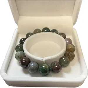 Bracciale con perline di agata naturale da donna, 12 mm, 7-8,5 pollici, stile alla moda, con scatola inclusa - Product Image 3