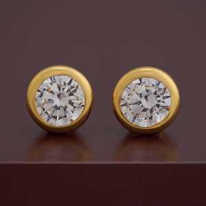 92.5 <b>Silver</b> <b>Stud</b> <b>Earrings</b> 183251 with Gold Plating Trendy Ball Arrow Heart Geometric Diamond & Pearl Bezel Set for Engagement - Product Image 5