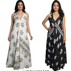 Vestido Lurex Dori de viscosa elegante para Mujer de Nueva moda con estilo bohemio con estampado dorado, ligero, perfecto para ropa de fiesta o Resort - Product Image 1