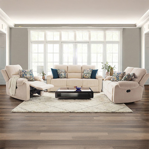 Juego de Sofás Reclinables con Respaldo Alto, Muebles de Sala de Estar de Cuero Genuino, Ajustables, Estilo Moderno para Villa - Product Image 1