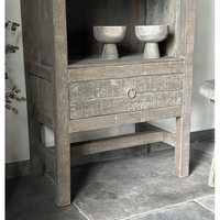 Buffet haut extensible de luxe marron style bois flotté, finition naturelle, avec tiroirs, en bois de manguier, table console pour salle à manger, entrée, salon