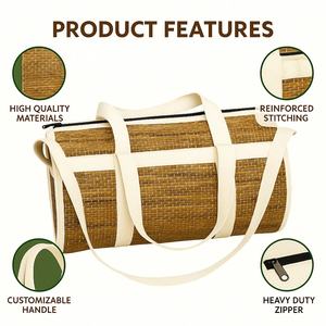 Bolsa de Viaje Hecha a Mano con Jacinto de Agua |   Bolsa de Viaje Ecológica para Fines de Semana y Viajes Cortos - Product Image 4