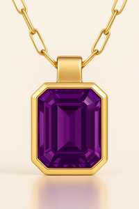 จี้ทอง14K รูปหนามเตยชุบโรเดียมอเมทิสต์พลอยทำด้วยมือออกแบบได้ตามต้องการเสน่ห์สำหรับงานแต่งงาน - Product Image 3