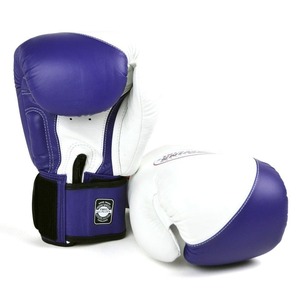 ถุงมือชกมวยคู่สีขาวน้ำเงินแบบปรับแต่งได้สำหรับฝึกซ้อมคิกบ็อกซิ่ง MMA ซานด้า มวยไทย อุปกรณ์มวย - Product Image 4