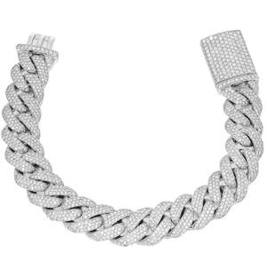 Bracelet cubain à perles en moissanite, argent sterling 925, style romantique, bijoux - Product Image 3