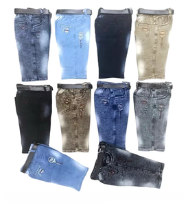 Pantalones cortos de mezclilla elásticos de cintura alta de primera calidad para niños y niños pequeños Jeans lavados de verano suaves de estilo recto informal - Product Image 4
