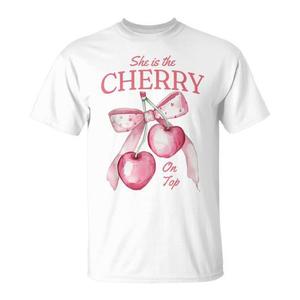 T-shirt Promozionale Personalizzabile 'Cherry on Top She's the Star' per Baby Shower o Addio al Nubilato - Product Image 1