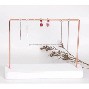 Metal Wire <b>Jewellery</b> Stand With Copper Plating Finishing Rectangle Shape High Quality With <b>White</b> Base For Organization - Product Image 2