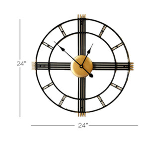 Metal <b>Black</b> <b>Wall</b> <b>Clock</b> with Unique Quartz Design Outdoor Living Room Needle Display with Alarm Function - Product Image 3