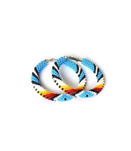 Beaded Crochet <b>Kit</b> Purple Hoop Earrings Seed <b>Beads</b> Earrings Native American Inspired Beaded Earrings From India Handmade - Product Image 3