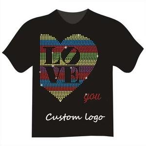 T-shirt en coton surdimensionné unisexe pour homme, impression sérigraphique personnalisée, manches courtes, t-shirt graphique avec strass, streetwear tendance - Product Image 6