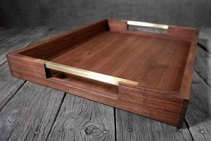 Bandeja de servicio de madera duradera ecológica con asas, bandeja de café moderna de Color rústico para sala de estar, bandeja decorativa de madera - Product Image 5