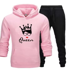 Sudaderas y pantalones de chándal de alta calidad para mujer, chándales para correr, trajes personalizados para correr, conjuntos de Sudadera con capucha de algodón para mujer, personalizados - Product Image 5