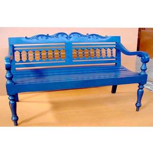 Banco de madera de teca maciza azul antiguo moderno Muebles de patio de jardín al aire libre de diseño elegante para Parque Hotel y exterior - Product Image 1