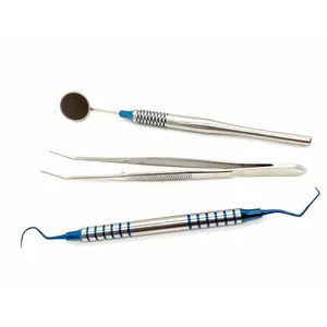 Kit de premier examen dentaire/ensemble de diagnostic de base dentaire de 3 pièces pince à épiler d'hygiène de base outils de nettoyage d'explorateur de miroir 3 pièces