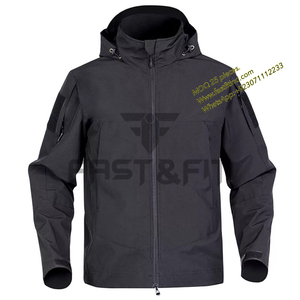 เสื้อแจ็กเก็ตผ้าซอฟต์เชลล์กันลมกันน้ำแบบเรียบง่าย,เสื้อสแปนเด็กซ์สำหรับผู้ชายขายส่งผ้านิ่มสีดำแดงกำหนดได้เอง - Product Image 5