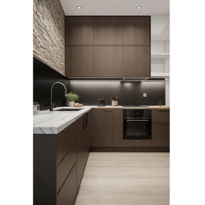 ประตูตู้ไม้วีเนียร์สไตล์อเมริกันแผ่นไม้ MDF คุณภาพสูงพร้อมแผ่นไม้อัดคลุมตู้ห้องครัวสไตล์ใหม่ - Product Image 6