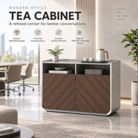 Meuble à thé avec portes, finition grain de bois, petit buffet de rangement en bois de rose gris étoilé pour bureau, garde-manger, salle de pause
