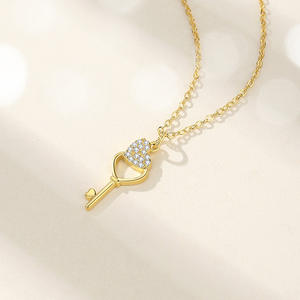 FDXZ-074 simple clé romantique à votre coeur coeur ouvert clé collier pendentif pour femmes adolescents petite amie 925 argent Sterling - Product Image 3