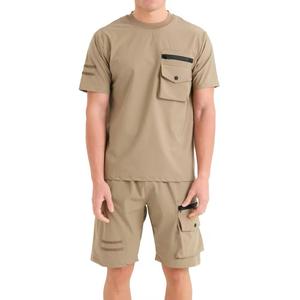 Tenue de sport d'été décontractée pour homme, ensemble de 2 pièces avec t-shirt à manches courtes et short au genou à séchage rapide - Product Image 1