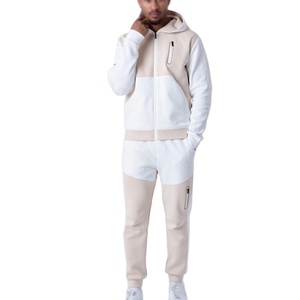 Chándal de lana pesado con cremallera completa para hombre con etiqueta privada personalizada OEM, conjunto de pantalones con capucha y traje de jogging de bloque de color vintage - Product Image 4