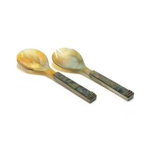 Nordic Vintage Style Buffalos Horn Salad Server Set Natural Handmade Cutlery for Kitchen Use Includes <b>Spoon</b> Fork for <b>Table</b> Decor - Product Image 5