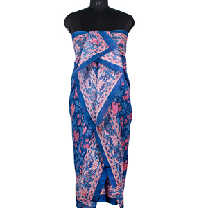Beautiful Blue Floral Sanganeri Block Printed Cotton <b>Scarf</b> Shawl Handmade Beach Cover Pareo-Wholesale <b>Head</b> <b>Scarves</b> Sarong - Product Image 4