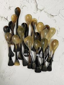 Cuillère en corne de buffle naturelle, fabriquée à la main et polie, parfaite pour servir des épices, des condiments ou pour une utilisation décorative sur la table, de haute qualité - Product Image 5