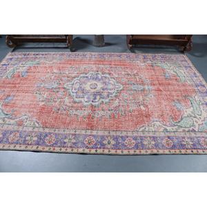Tapis turc 5,6 x 9,4 pieds, tapis en laine vintage à fleurs rouges - Product Image 3