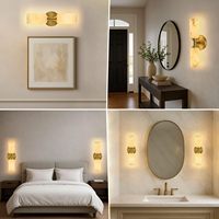 Applique murale moderne en laiton et marbre naturel, luminaire double éclairage haut et bas pour chambre, couloir, salon et hôtel