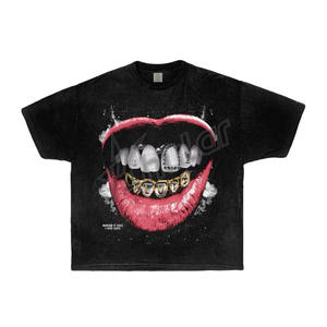 Camiseta recortada de peso pesado con estampado de fabricante para hombre 100% algodón de gran tamaño Boxy Fit pesado con camisetas de algodón estampado Irregular - Product Image 2