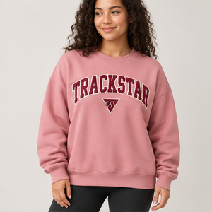 Sudadera de cuello redondo con letras bordadas en color rosa polvoriento para mujer, manga larga, estilo Trackstar, OEM, marca privada - Product Image 1
