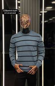 Suéter Casual de Invierno para Hombre, Transpirable, con Logotipo Frontal, 100% Algodón, Manga Larga, Cálido, con Estampado Jacquard de Rayas y Letras - Product Image 6