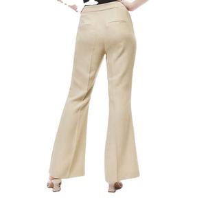 New Hot Selling Casual Wear Women Flare <b>Trousers</b> and Patchwork 100% Cotton <b>Elastic</b> <b>Waist</b> Women Flare <b>Trousers</b> - Product Image 1