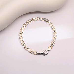 Bracelet pour homme en platine Sterling Vector - Jonc en acier inoxydable plaqué or avec accents de perles et de diamants, style religieux pour les fêtes - Product Image 1