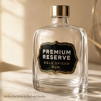 Étiquette autocollante en métal aluminium gaufré personnalisée, logo pour bouteille de vin, parfum, emballage de luxe, étiquettes de marque