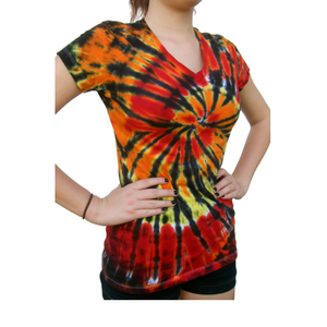 เสื้อยืดผ้าฝ้ายมัดย้อมสำหรับสุภาพสตรีผ้าฝ้ายแขนสั้นกำหนดโลโก้ได้เอง2024หรูหราสำหรับฤดูร้อน - Product Image 6