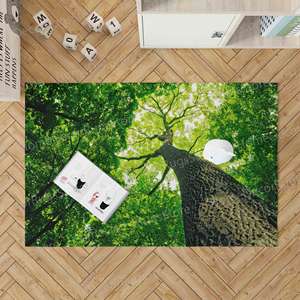 Tapis imprimé paysage d'arbres à feuilles vertes, style ferme, salle de bain, luxe, tapis fin non tissé - Product Image 2