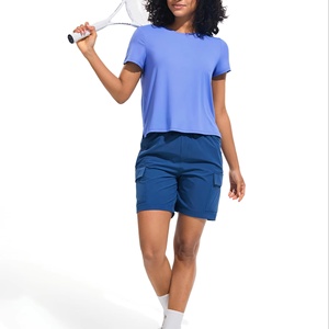 Coolest Crop Style Slim Fit Crew <b>Neck</b> Yoga <b>Tops</b> Casual and Formal wear <b>Top</b> Female Fitness Tee Training Blouse - Product Image 5