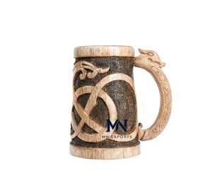 Tasse en bois faite à la main de qualité supérieure Poignée de dragon Bière Café Lait Capacité de 500ml Verres rustiques écologiques Durables et légers - Product Image 6