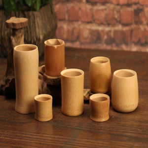 แก้วไม้ไผ่ทำด้วยมือแกะสลักอย่างมีศิลปะและทาสีเสร็จ | ภาชนะใส่เครื่องดื่มจากธรรมชาติที่ทันสมัย - Product Image 5