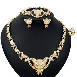 Zhuerrui — ensemble de bijoux en laiton, Xoxo, ensembles de joaillerie en bronze, bracelets, ours, adorables, mariée, plaqué or, X0089 - Product Image 4