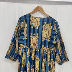 Femmes été décontracté lâche Mini robe Handblock Floral tigre imprimé bloc imprimé Midi taille naturelle filles Match parfait - Product Image 4