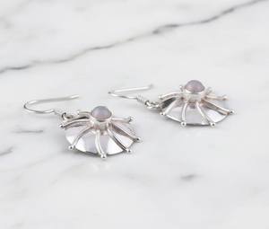 Boucles d'oreilles clous étoile en pierre de lune arc-en-ciel, médaille céleste en argent sterling, pierre de naissance de juin, plaqué or, bijoux mignons - Product Image 4