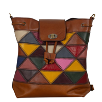 Sac seau portable unisexe en cuir véritable multicolore, style bohème vintage anglais, mode féminine, sac bandoulière de qualité supérieure