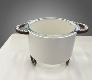 Casserole moderne en acier inoxydable émaillé blanc pur avec poignée, forme carrée, pour buffet et service de fête, écologique - Product Image 2