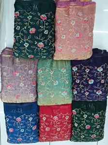 Tela Georgette Bordada, Transpirable, Antiestática, Resistente al Plumón, Diseño Floral Jacquard, Peso Medio para Bodas/Ocasiones Especiales - Product Image 4