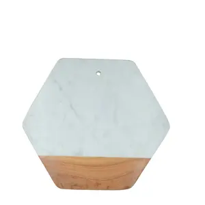 Tabla de queso Hexagonal de madera y mármol de gran venta 2023, tabla de cortar multiusos disponible en cantidad a granel